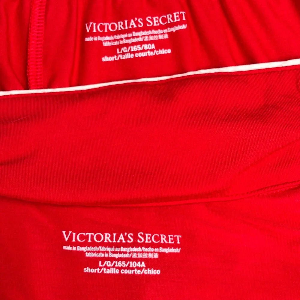 Victoria's Secret Red Modal Pajama Set Long Sleeve Button Top Crop Pants Sz L